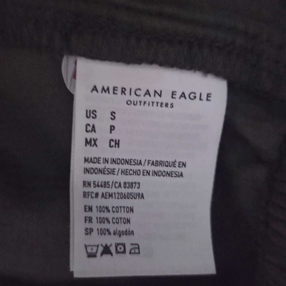 American Eagle Corduroy Hooded Pullover Sweatshirt Olive Green Women's Small S - Picture 3 of 5